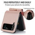 thumbnail image 5 of Dteck for Samsung Galaxy Z Flip 4 Wallet Case,Leather Case with 3 Accordion Card Slots and RFID Blocking Adjustable Crossbody Strap for Unisex,Rosegold, 5 of 7