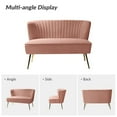 thumbnail image 4 of Tina's Home Velvet Upholstered Loveseat Sofa with Gold Metal Legs, Living Room Chair Tufted Back Home Bedroom Pink, 4 of 7