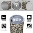 thumbnail image 4 of Camouflage 20 Oz Stainless Steel Skinny Tumbler – Vacuum Insulated Slim Travel Cup with Lid & Stainless Steel Straw, 360° Full Wrap Printed Tumbler for Home, Office & Outdoor Use, 4 of 6