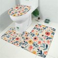 thumbnail image 2 of Pioneer Flower Floral Print Pattern Bathroom Rugs Sets 3 Piece,Toilet Cover Set,Absorbent Non Slip Bathroom Mats Sets with U-Shaped Contour Rug Toilet Rug Set, 2 of 5
