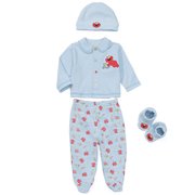 Sesame Beginnings - Baby Elmo Cardigan, Cap, Booties & Pant Set