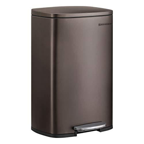 SONGMICS 13.2 Gal (50L) Kitchen Trash Can, Pedal Garbage Can with Plastic Inner Bucket, Soft Closure