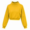 thumbnail image 6 of Womens Mock Neck Sweatshirts Long Sleeve Loose Fit Cropped Shirts Casual Soft Trendy Shirts Basic Tees Cute Y2K Fashion Pullover Top Tunics 2026 Fall Outfits women's clothing Yellow XXL, 6 of 9