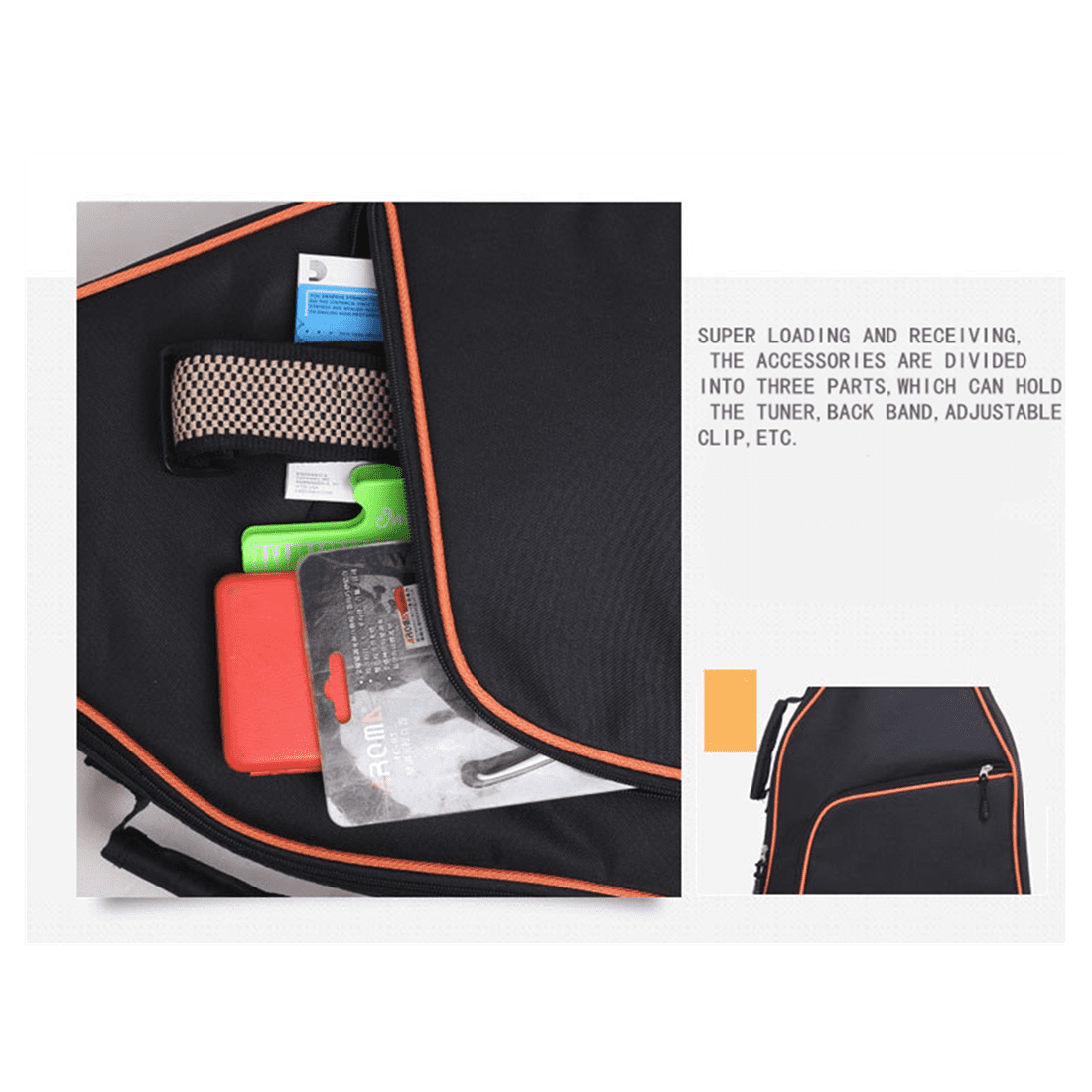 12mm Thick Padding Waterproof Dual Adjustable Shoulder Strap with Back Hanger Loop and Music Stand Pocket For Acoustic Classic Guitar