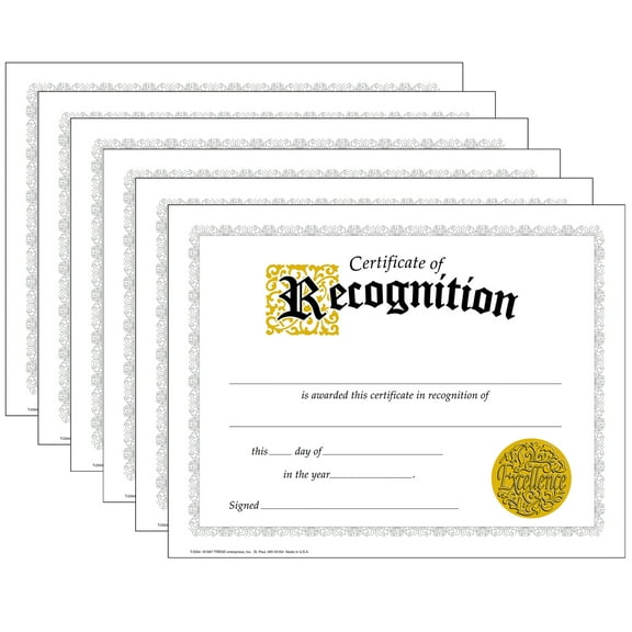 TREND Certificate of Recognition Classic Certificates, 30 Per Pack, 6 Packs