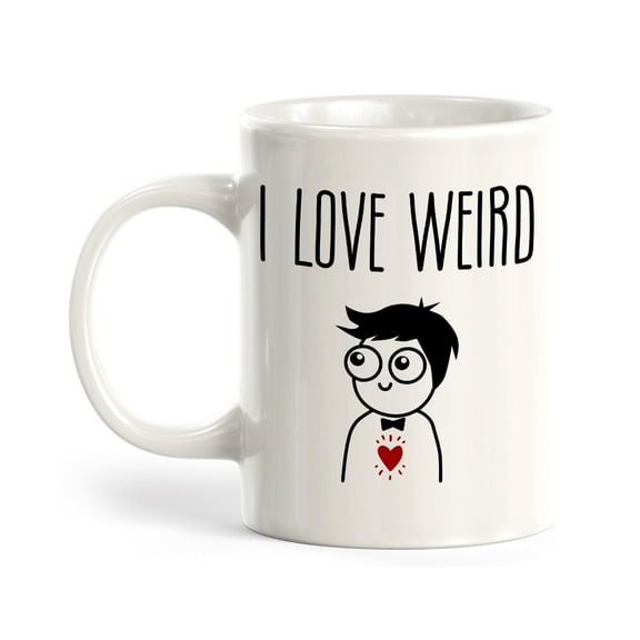 I Love Weird 11oz Ceramic Coffee Mug | Coffee Mugs Ideas for Couples