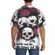 thumbnail image 3 of Fotbe Gothic Skulls And Roses Camisa Estampada de Manga Corta para Hombre, Casual de Verano, Estilo Playero, Sin Arrugas-Large, 3 of 5