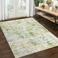 thumbnail image 3 of ZACOO 9' x 12' Large Area Rug for Living Room Bedroom Machine Washable Rug Non-Slip Low Pile Rug Soft Foldable Accent Rug Modern Floral Rug Yellow/Green, 3 of 8
