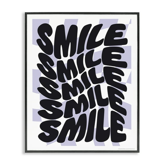 Stupell Industries Wavy Smile Typography Text & Numbers Painting Black Framed Art Print Wall Art, 11 x 14