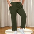 thumbnail image 6 of Womens Wide Leg Pants New Plus Size Women's Cargo Sweatpants Casual Straight Leg Lounge Pants Drawstring High Waist Joggers with Pockets Army Green 5XL, 6 of 6