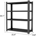 thumbnail image 2 of 36"W Black Metal Shelving Unit, 4 Tier Garage Storage Shelves, Heavy Duty Adjustable Storage Rack for Kitchen Garage Organization, 14"D x 36"W x 44"H, 2 of 7