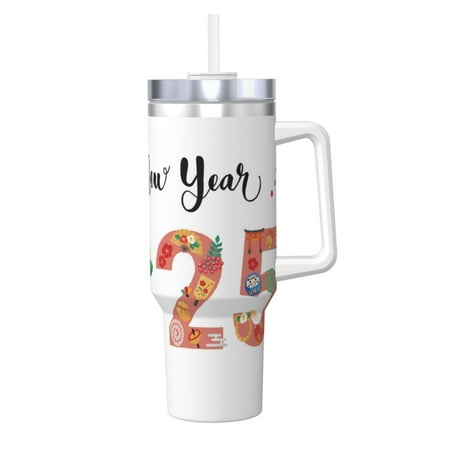 

Matuu 2025 New Year S for 40OZ Ice Cup with Handle Durable Thermal Cups Keep Drinks Cold and Hot Insulated Car Mug with Lid