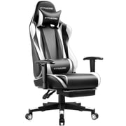 GTPLAYER Gaming Chair with Footrest Ergonomic Reclining Office Chair Swivel Rocker, White