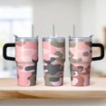 thumbnail image 2 of Camo 20oz Stainless Steel Tumbler with Handle and Straw – Insulated Travel Cup with Sliding Lid, 360° Full Wrap Printed Mug for Home, Outdoor & Sports Use, Camouflage, 2 of 6