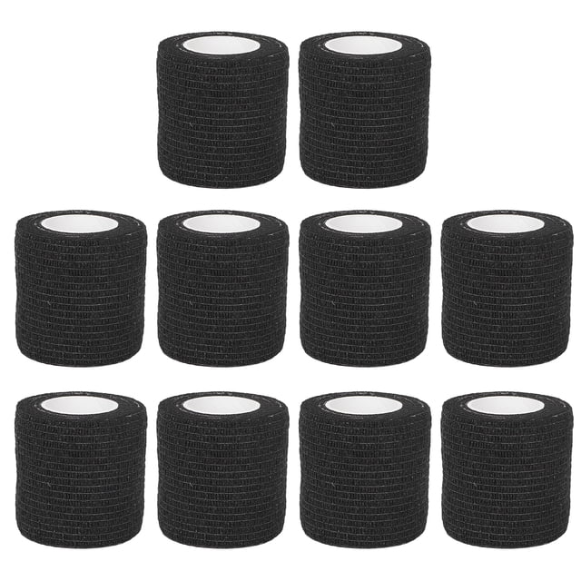 10 vendajes autoadhesivos desechables multifunción, a prueba de golpes, antideslizantes, con correa para el mango del tatuaje, color negro