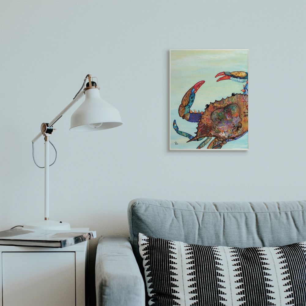Stupell Industries Colorful Crab on Sand Aquatic Animal Painting Designed by Lisa Morales