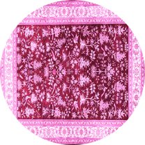 Ahgly Company Indoor Round Persian Pink Traditional Area Rugs, 7' Round