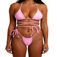thumbnail image 1 of Femmes Bikini Licol Rembourré Chaîne Supérieure String Triangle Beachwear, 1 of 6