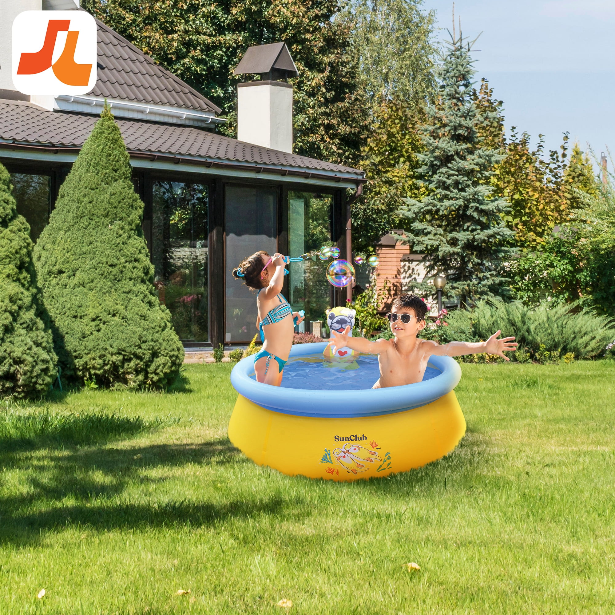JLeisure Sea Otter 12011 5 Foot x 16.5 Inch Inflatable Outdoor Backyard Kids Swimming Pool