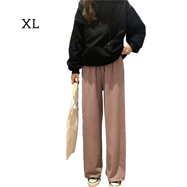 Qarigey Pantalones Mujer Pantalón Largo Pierna Ancha Pantalón Casual Mujer Cintura Alta Prendas para la parte inferior del cuerpo Rosado SG