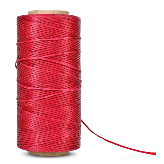 Flat Waxed Thread (Red) - 284Yard 1mm 150D Wax String Cord Sewing Craft Tool Portable for DIY Handicraft Leather Products Beading Hand Stitching