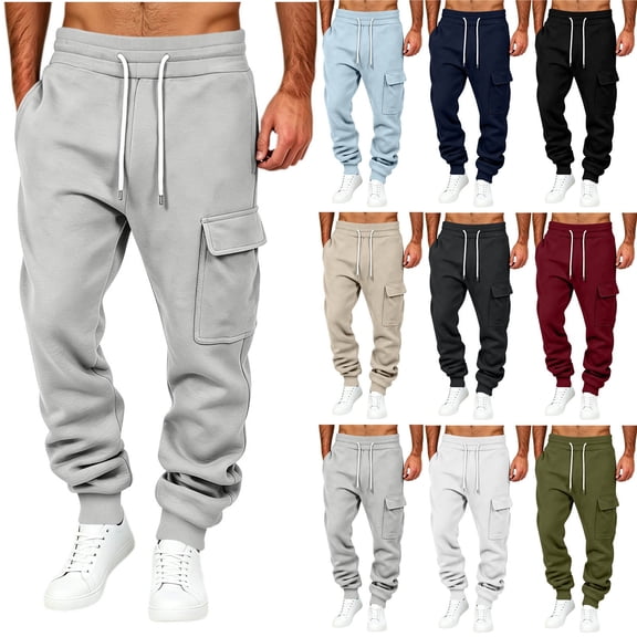 Jessboyy Joggers for Men with Pockets Casual Sweatpants with Pockets,Ribbed Ankle Cuff,Tapered Leg,Elastic Waist Drawstring,Fall Winter Gray,XXXL