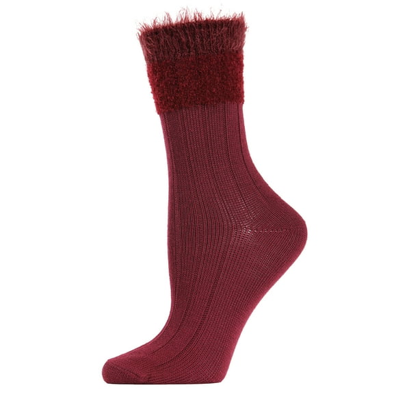 MeMoi Women's Parfait Striped Fuzzy Cuff Crew Socks - Mens - Male
