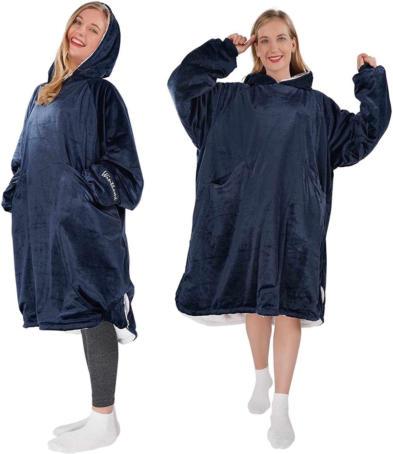 Winthome Wearable Blanket Hoodie Oversized Big Hooded Soft Warm