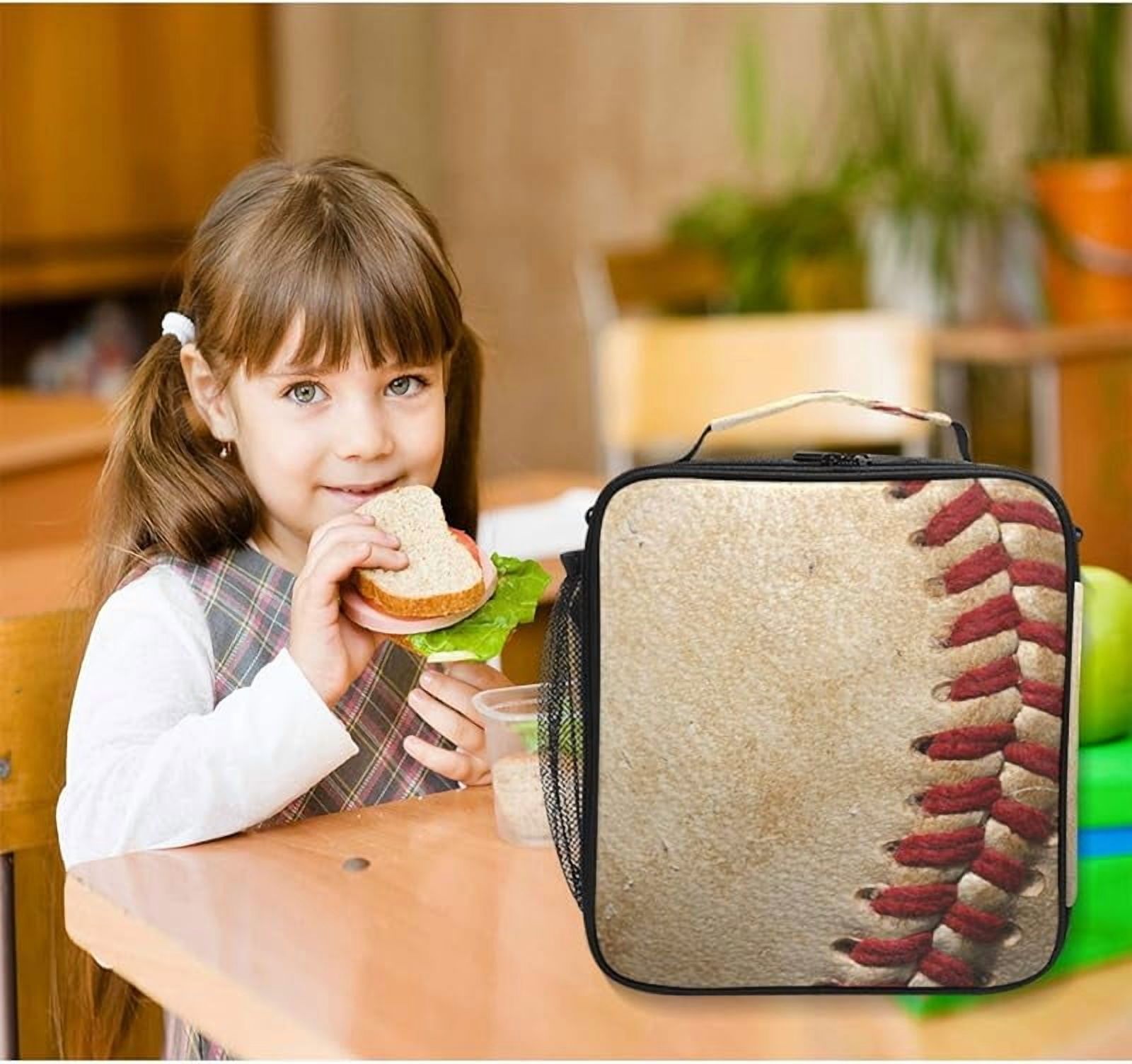 Lunch Box Bag Sport Ball Baseball Vintage Lunchbox Insulated Thermal Cooler Ice Adjustable Shoulder Strap for Women Men