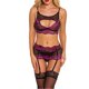 thumbnail image 3 of Conjunto de lencería de encaje sexy para mujer, ropa interior de malla hueca, sujetador, ropa de dormir, púrpura, S Inevent XX000092-04, 3 of 7