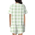 thumbnail image 3 of Picia Pistachio Green Checkboard Pajamas Sets for Women Soft Short-Sleeved Pjs with Lounge Shorts Two Piece Sleepwear-Large, 3 of 9