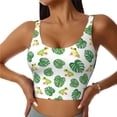 thumbnail image 1 of Fotbe Frogs And Tropical Leaves Sujetador Deportivo Largo sin Aros para Mujer con Almohadillas y Soporte Medio, Transpirable y Absorbente, Camiseta Tipo Chaleco o Tank Top-Large, 1 of 8