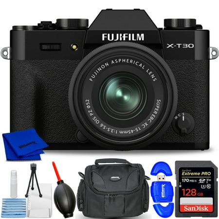 FUJIFILM X-T30 II Mirrorless Camera with XC 15-45mm OIS PZ Lens Black - 7PC Bundle