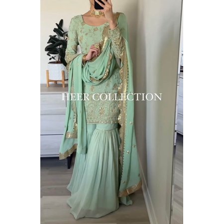 Faux Georgette Embroidered With Sequence Pakistani Salwar Suit, Pakistani Salwar Kameez Dupatta Dress, Wedding Outfit, Casual Wear
