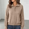 thumbnail image 2 of Axdhxbd Zip Up Cardigan Sweaters for Women Double Zipper Open Front Sweater Ribbed Knit Long Sleeve Cardigans Loose Fit Fall Winter Sweater Coats Free Size, 2 of 7