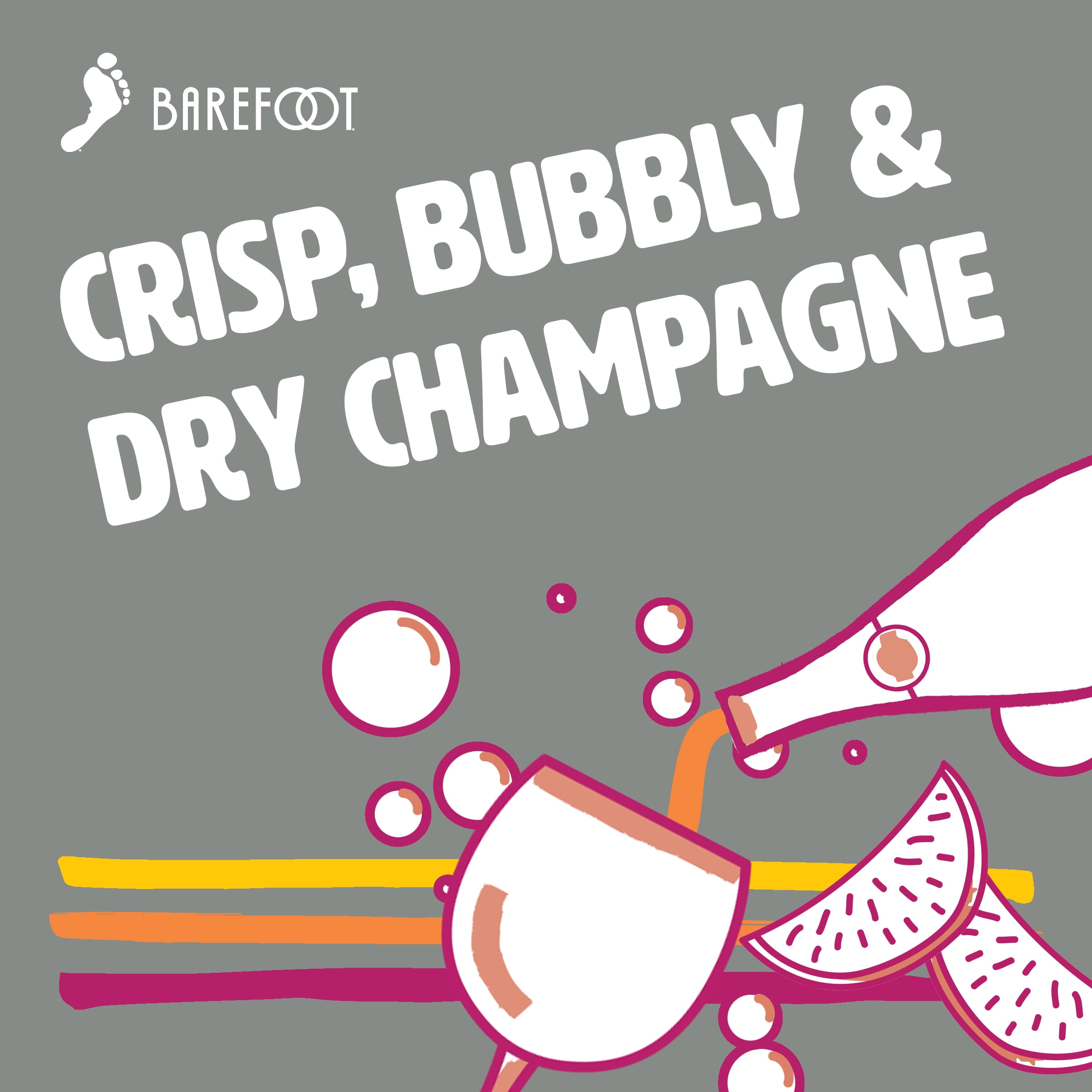 Barefoot Bubbly Brut Cuvee California Champagne Wine, 750ml Glass Bottle 