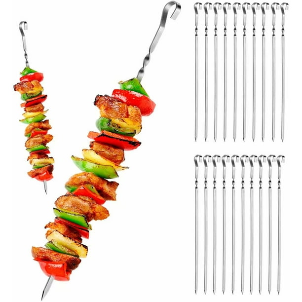 Flafster Kitchen -Skewers for Grilling- 16 Long Flat BBQ 