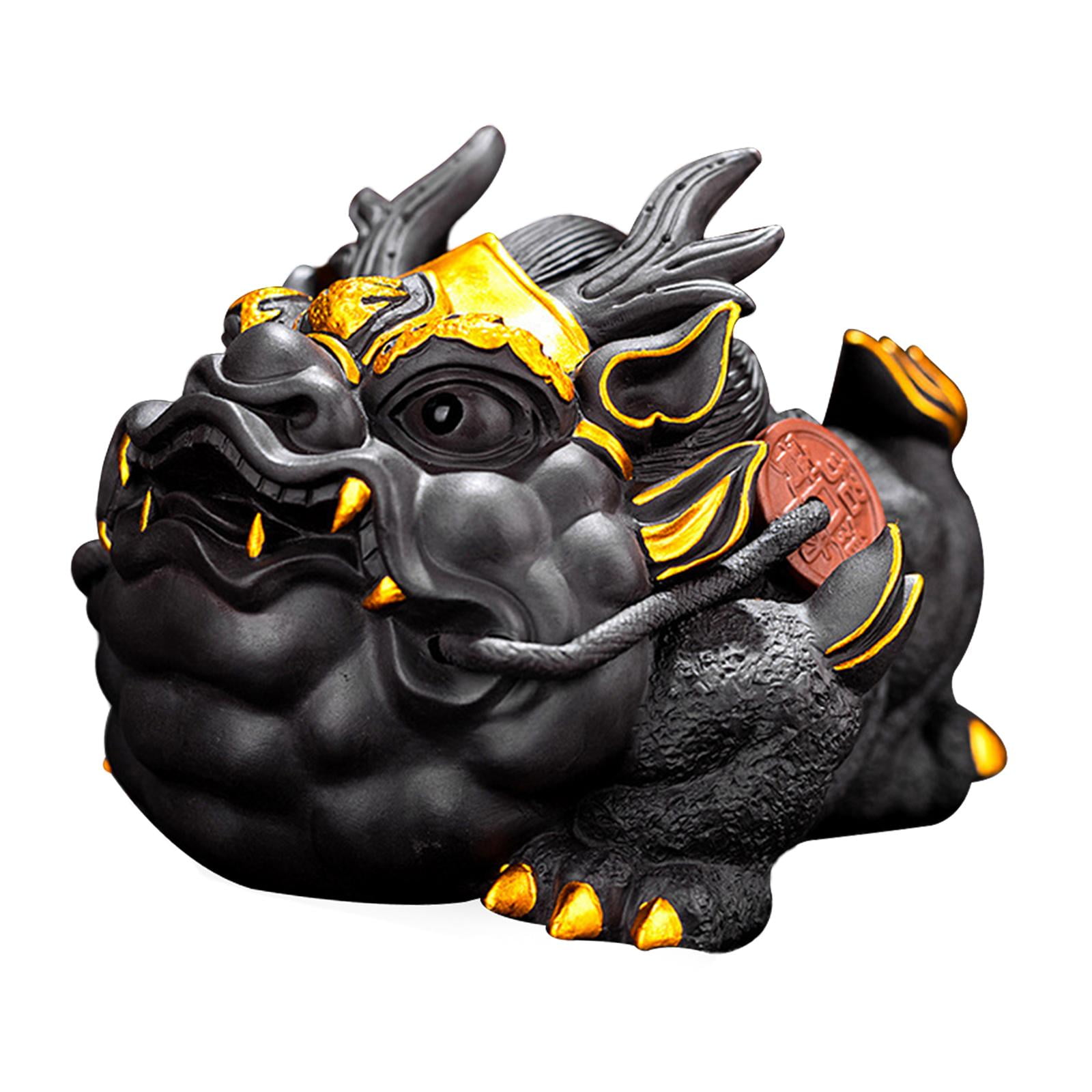 Tea Pet Sculpture Statue Animal Sculpture Collectible Modern Figurine for Tea House Table Centerpiece Living Room Decor gold and black