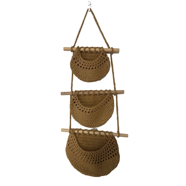 Cesta colgante de frutas, cesta de yute tejida para colgar en la pared, cestas colgantes, organizador de almacenamiento, cesta decorativa para colgar en la pared
