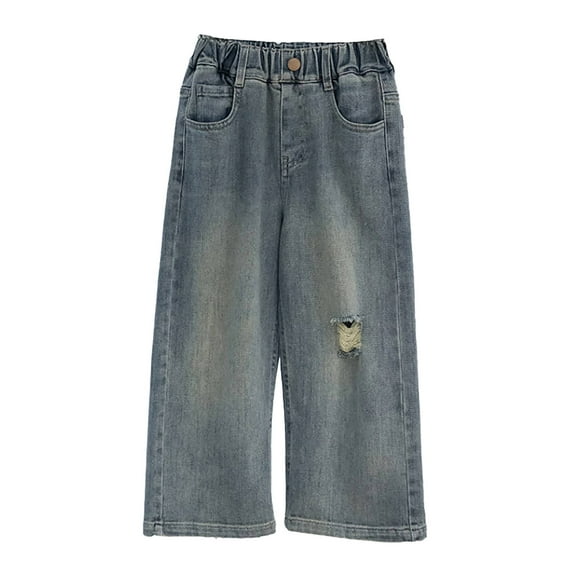 Kids Boys Jeans Baggy Cargo Pants High Waisted Wide Leg with Pocket Classic Fit Jogger Beach Shorts 6-7 Years