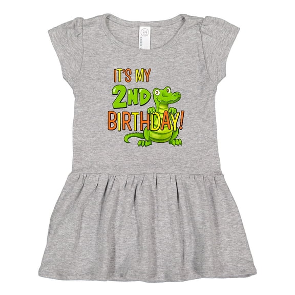 Inktastic It's My 2nd Birthday with Cute Green Alligator Girls Toddler Dress