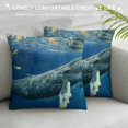 thumbnail image 3 of Autua Whale Fish Ocean Graphic Decorative Cushion Throw Pillow Cover for Home Couch Living Room Bed Sofa - Premium Cotton Linen Fabric - 1PC 18x18in, 3 of 5