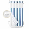 thumbnail image 2 of Geometric Stripe No Hook Shower Curtain Waterproof,Bathroom Curtains with Snap in Liners and See Through Top Window,Ombre Farmhouse Blue Vertical Striped Hotel Style Bathtub Curtains Shower 36"Wx78"L, 2 of 8