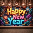 thumbnail image 3 of Colorful Happy New Year Banner 3D Letters New Year Display Sparkling Star Decor Holiday Background for New Year Party Family Gathering Office Party, 3 of 9
