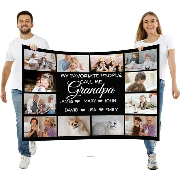 AISENIN Custom Blankets With Photos Collage Personalized Throw Blankets With Picture And Text Soft Flannel Blankets Bed Throws Gift For Family Friend Anniversary 60*80 Inch 12 Photos