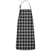 Gray Black Checkerboard Checkered Pattern Apron-Garden Aprons for Women with Pockets-Cotton Linen Waterproof Kitchen Cooking Gardening Aprons Adjustable for Kitchen,Cooking,BBQ and Salon 33x27 Inch