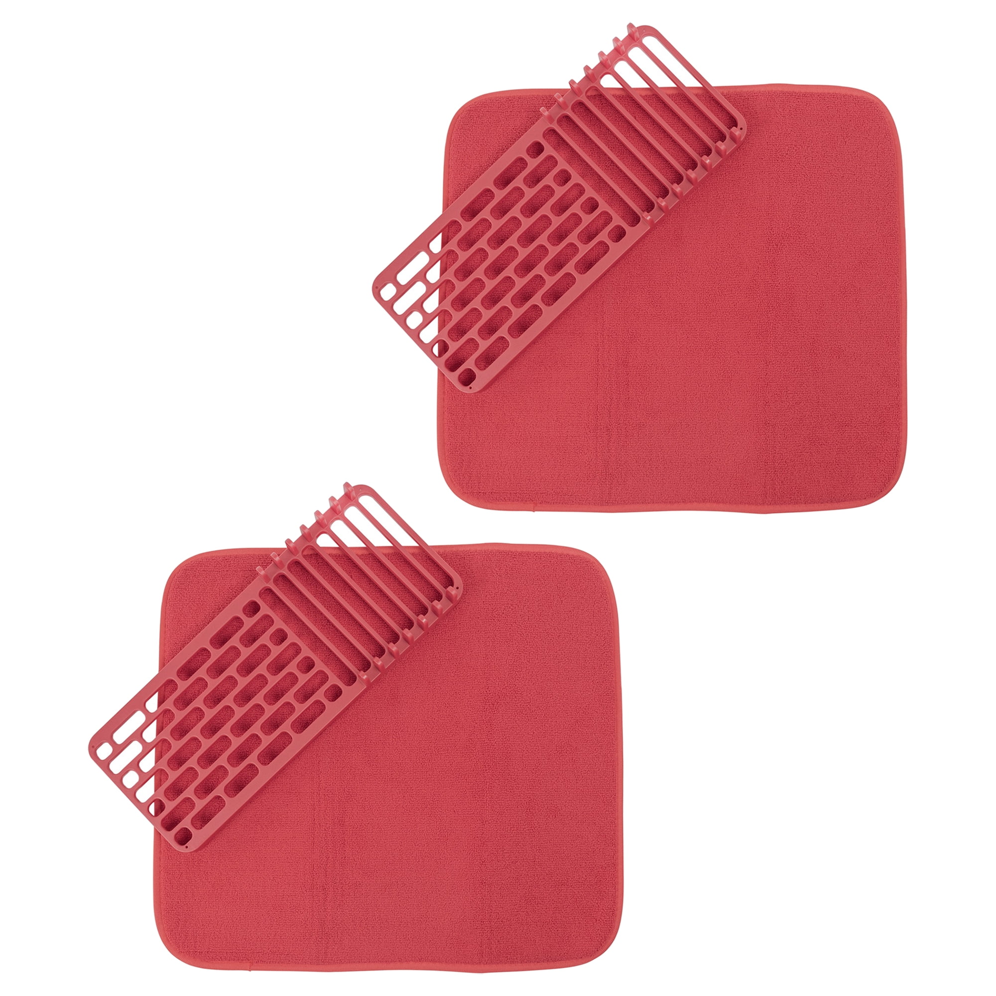 Cuisinart 18US6251RED Dish Drying Mat with Rack (Red), 2 Pack