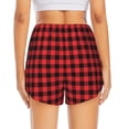 thumbnail image 4 of Vsdgher Buffalo Plaid Red Black Print Women's Running Double Layer Shorts High Waisted with Pockets Elastic Yoga Workout Athletic Gym Sports, 4 of 8