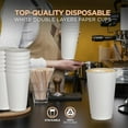 thumbnail image 4 of Diska NuLife 16 oz Double Wall White, Disposable Glasses Double Wall Paper Coffee Cups, Hot and Cold Beverage Drinking Tea Cup for Parties, Kitchen (500 Pcs), 4 of 5