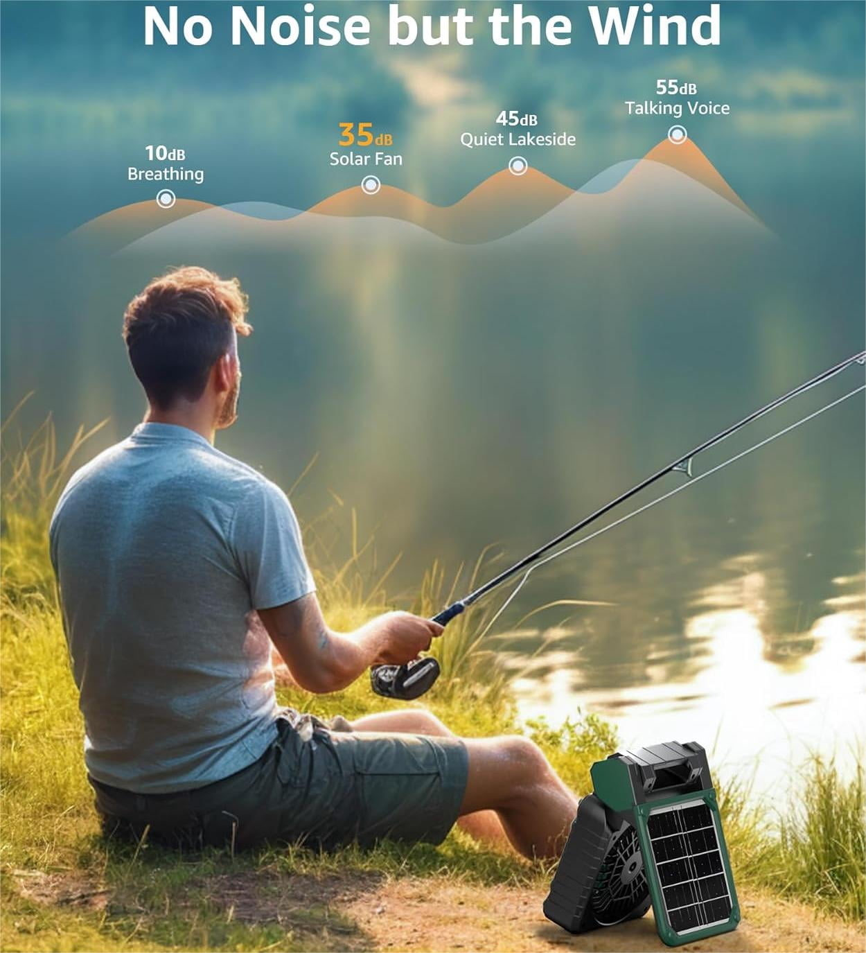 Solar Camping Fan with Light, 4 Speeds USB Rechargeable Solar Powered Fan with Timer, 90° Folding Portable Desk Fan with Power Bank Feature for Hurricane Outages Outdoor Camping Fishing Travel BBQ